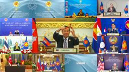 <p>　２８日、ＡＳＥＡＮ関連のオンライン行事に参加する各国首脳（ブルネイ政府提供、共同）</p>