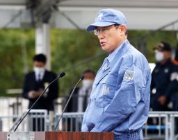 <p>　首都圏９都県市の合同防災訓練であいさつする岸田首相＝７日午後、横浜市</p>