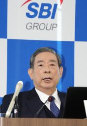 <p>　新生銀行の子会社化について記者会見するＳＢＩホールディングスの北尾吉孝社長＝２２日午前、東京都港区</p>