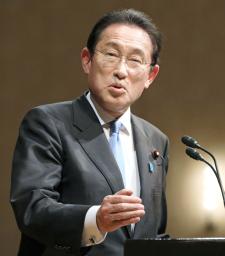 　東京都内のホテルで講演する岸田首相＝２３日午後（代表撮影）