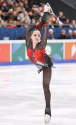 　フィギュアスケートのロシア選手権女子で初優勝したカミラ・ワリエワのフリー＝サンクトペテルブルク（タス＝共同）