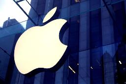 　米アップルのロゴ＝２０１９年、ニューヨーク（ロイター＝共同）