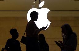 　アップル店舗のロゴ＝ニューヨーク（ロイター＝共同）