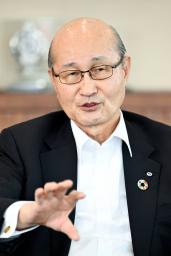　インタビューに答える日建連の宮本洋一会長