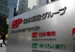 　日本郵政などの看板＝東京・大手町