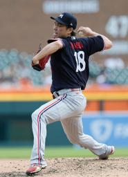 　タイガース戦に先発し６回を３安打１失点と好投したが、７敗目を喫したツインズ・前田＝デトロイト（ゲッティ＝共同）