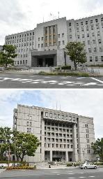　大阪府庁本館（上）と大阪市役所
