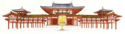 　創建当時の平等院鳳凰堂をイメージした復元図（平等院提供）