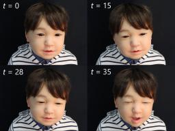　徐々に眠くなる子供のアンドロイドの表情（左上から右下へ）（大阪大提供）