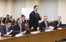 　石川県庁で開かれた米関税対策会議で発言する馳浩知事＝８日午後