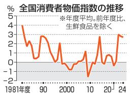 　全国消費者物価指数の推移（年度平均）