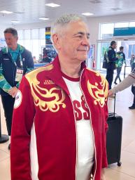 <p>　取材に応じるロシア・パラリンピック委員会のロシコフ会長＝３日、イタリア・ベネチア（共同）</p>