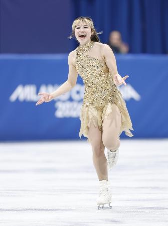 <p>　アリサ・リュウ＝２０２６年２月１９日、イタリア・ミラノ（共同）</p>
