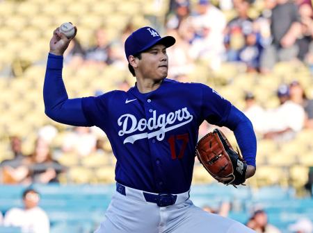 <p>　エンゼルス戦に先発登板したドジャース・大谷＝ロサンゼルス（共同）</p>