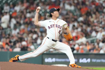 　エンゼルス戦に先発でメジャー初登板したアストロズ・今井＝ヒューストン（共同）