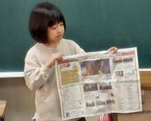 朝の会で記事スピーチ　船橋市立芝山東小学校　【ＮＩＥ報告　千葉県内実践校の取り組み】