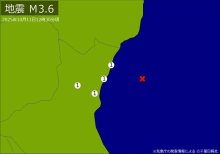 【速報】関東で地震　Ｍ３．６　震源は茨城県沖　地震が及んだ地域人口２６万人