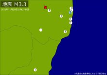 【速報】関東・東北で地震　Ｍ３．３　震源は福島県中通り　地震が及んだ地域人口４５万人