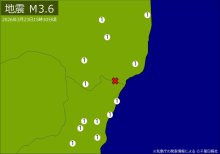 【速報】関東・東北で地震　Ｍ３．６　震源は福島県浜通り　地震が及んだ地域人口８８万人
