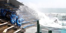 シャチ豪快水しぶき、新入社員を祝福　鴨川シーワールド