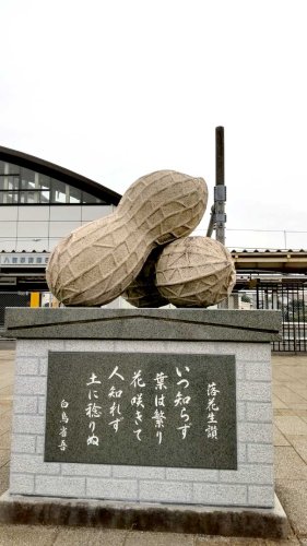 ＪＲ八街駅前の「落花生讃」碑