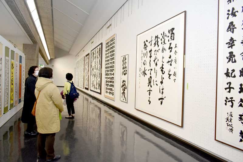 会員の力作を鑑賞する来場者＝千葉市中央区の県立美術館