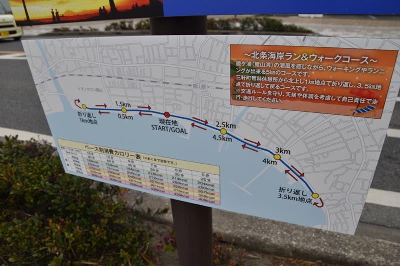 北条海岸コースに設置されているコース図の看板＝館山市
