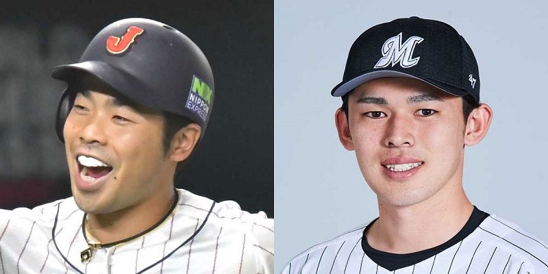 近藤健介選手（左）と佐々木朗希選手