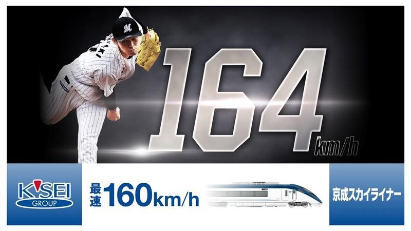 千葉ロッテと京成電鉄が共同で実施する「佐々木朗希投手１６０ｋｍ／ｈプロジェクト」のイメージ画像（球団提供）
