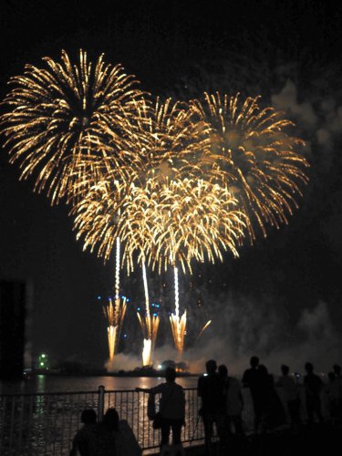 木更津で打ち上げられた花火（２０２０年８月撮影）