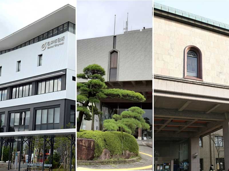 （左から）白井市役所、印西市役所、栄町役場