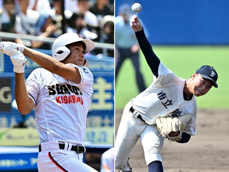 木更津総合の井上陸（左）と市船橋の工藤将祐