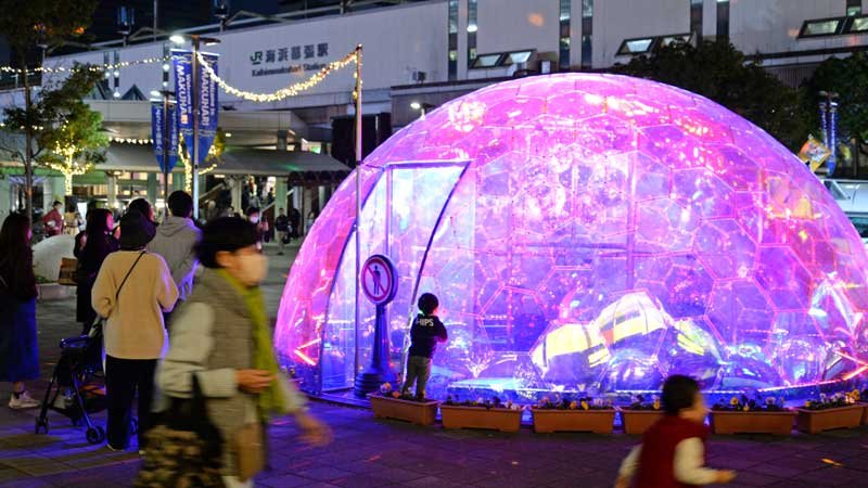 幕張イルミ、夜を彩る　レインボーサークル初登場　来年１月末まで