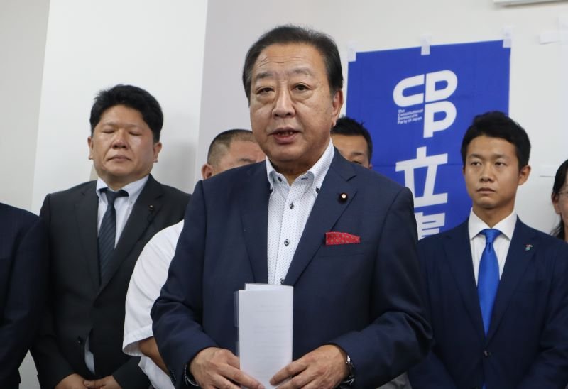 千葉県内の議員有志から代表選への出馬要請を受けた野田元首相＝８月、千葉市中央区