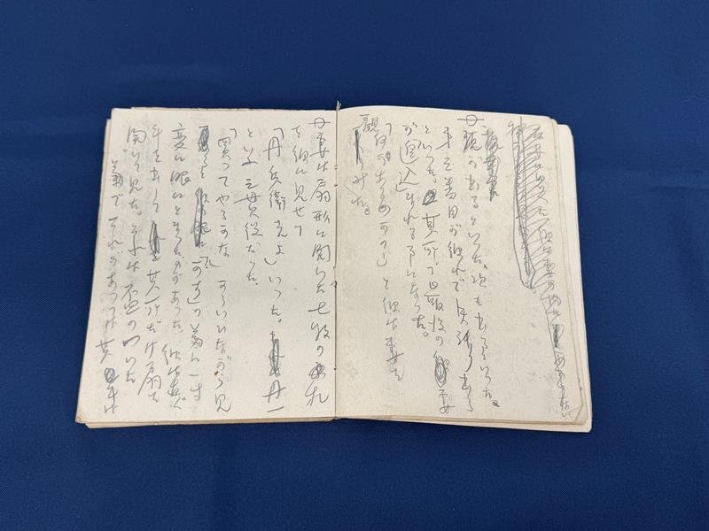 我孫子市内の個人宅から見つかった「暗夜行路」の草稿＝２７日、同市役所