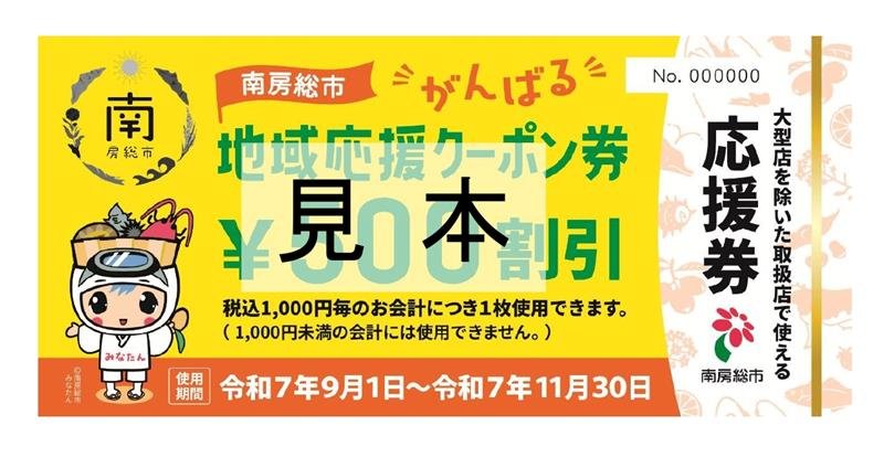 南房総市の「“がんばる”地域応援クーポン券」の応援券＝同市提供
