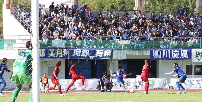 オルカ鴨川ＦＣのホーム最終節で声援を送る観客たち＝５日、鴨川市
