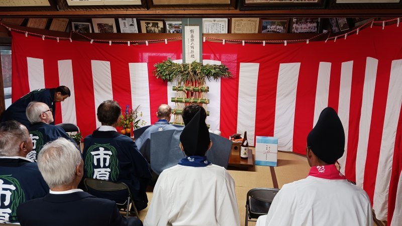 【動画あり】柳楯、雨の中厳かに　担ぎ手若返り、１２日大祭へ　市原の伝統神事