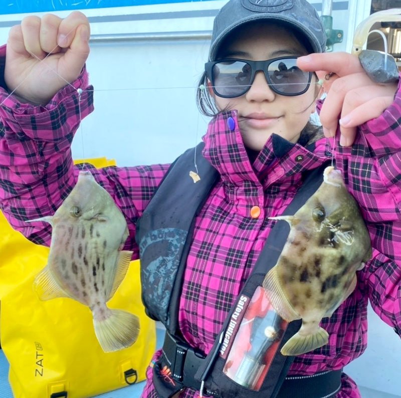 富浦沖で釣り上げたカワハギ（写真は「萬栄丸」提供）
