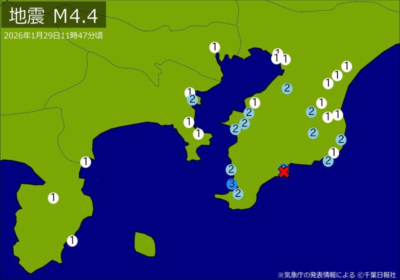 【速報・震度分布図あり】関東で地震相次ぐ　最大でＭ４．６　東京、神奈川、千葉、静岡で揺れ　震源はいずれも千葉県南部（追記あり）
