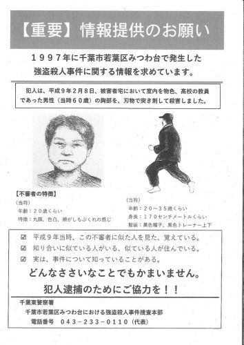 未解決「犯人逮捕へ情報を」　千葉市若葉区の教諭強殺事件２９年　現場周辺駅で署員らビラ配り　遺族「真実知りたい」　