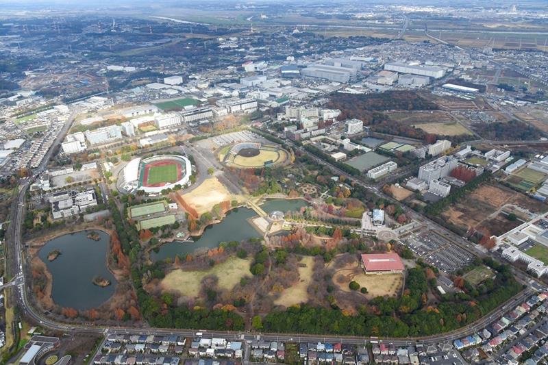 県立柏の葉公園（写真手前）＝柏市提供
