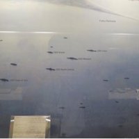 富津岬とミズーリ号（ミズーリ号資料館内）