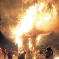 無病願いどんど焼き　コロナ退散へ伝統守る　君津・郡地区