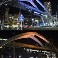 青、黄でライトアップ　軍事侵攻抗議平和祈念　千葉都市モノレール　ウクライナ国旗色に