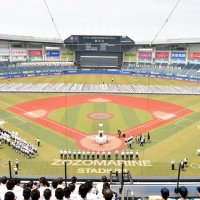 ＺＯＺＯマリンスタジアムで行われた第１０５回全国高校野球選手権の開会式＝８日、千葉市美浜区