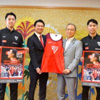 ４冠目指すジェッツ　船橋市　大倉、小川選手、ＣＳに照準　Ｂリーグ開幕前本拠地で決意