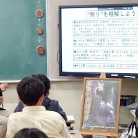 伝統の柳楯神事学ぶ　郷土史家、市原小児童に解説