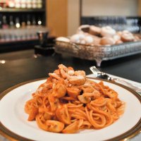店で提供するナポリタン。具材は香取市産のマッシュルームがたっぷり

