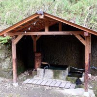 自噴する敷地内の井戸